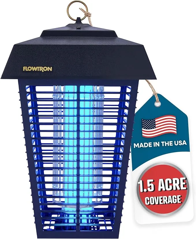 Flowtron Bug Zapper, 1-1/2 Acre of Outdoor Coverage with Powerful 80W Bulb & 5600V Instant Killing Grid, Electric Insect, Fly & Mosquito Zapper, Made in The USA