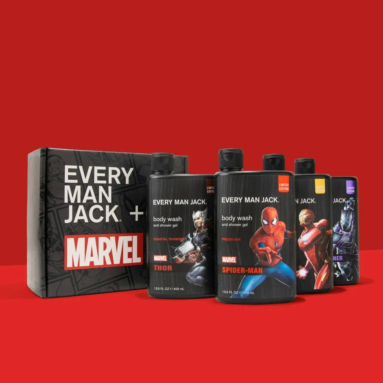 Marvel Collectors Box Body Wash Gift Set - Includes Four Body Washes with Cle...