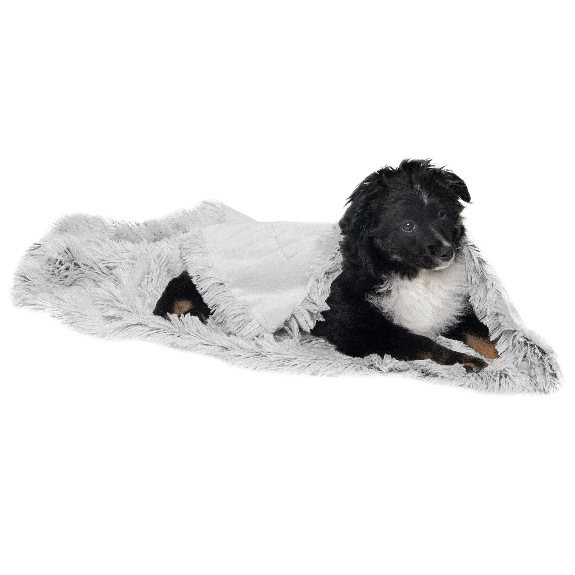 Furhaven Long Fur and Velvet Pet Throw Blanket, Mist Gray