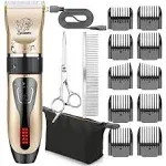 YABIFE Dog Clippers USB Rechargeable Cordless Dog Grooming Kit Electric Pets Hair Trimmers Shaver Shears for Dogs and Cats Quiet Washable with LED Dis