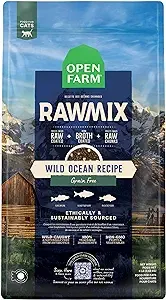 Open Farm RawMix Wild-Ocean Recipe for Cats, Includes Kibble, Bone Broth, and Freeze Dried Raw, Inspired by The Wild, Humanely Raised Protein and Non-GMO Fruits and Veggies, 2.25 lb