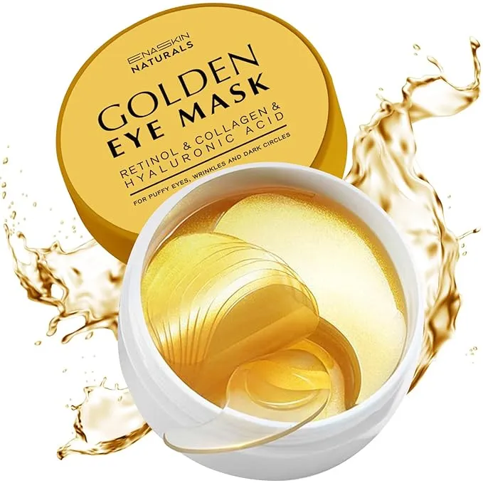 Enaskin Naturals Under Eye Patches Dark Circles Under Eye Masks for Puffiness - 24K Gold Eye Gel Pads Retinol Collagen Hyaluronic Acid Moisturizing & Reducing Wrinkles (24K Gold)