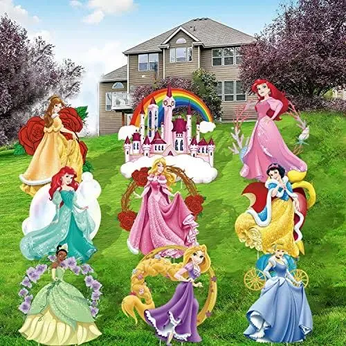 Princess Tiana Party Supplies,4PCS Yard Signs with Stakes,Princess Tiana Birthday Decorations,Outdoor Lawn Yard Signs for Princess Theme Party