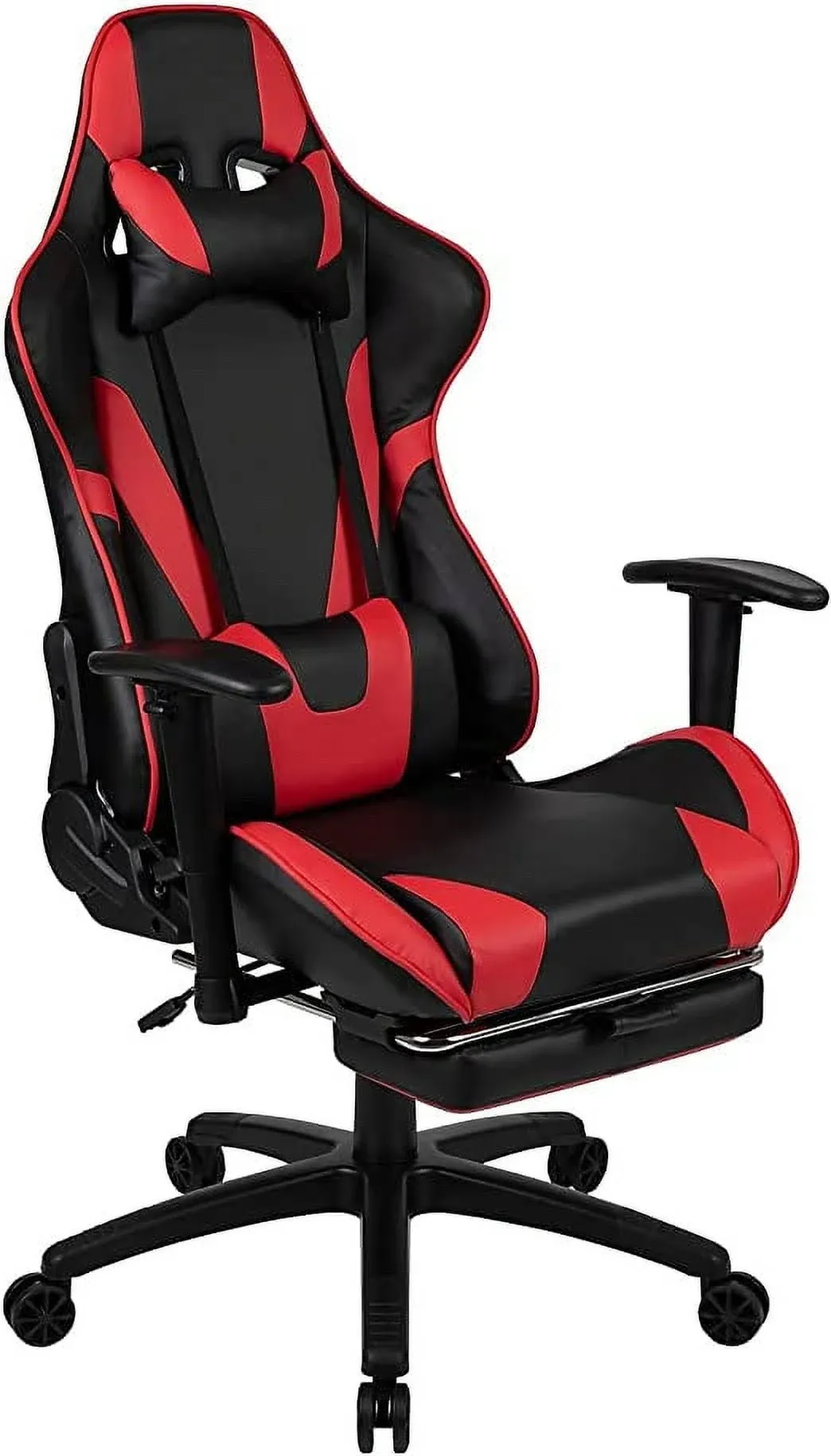 Flash Furniture X30 Gaming Chair Racing Office Ergonomic Computer Chair with Fully Reclining Back and Slide-Out Footrest in Red LeatherSoft