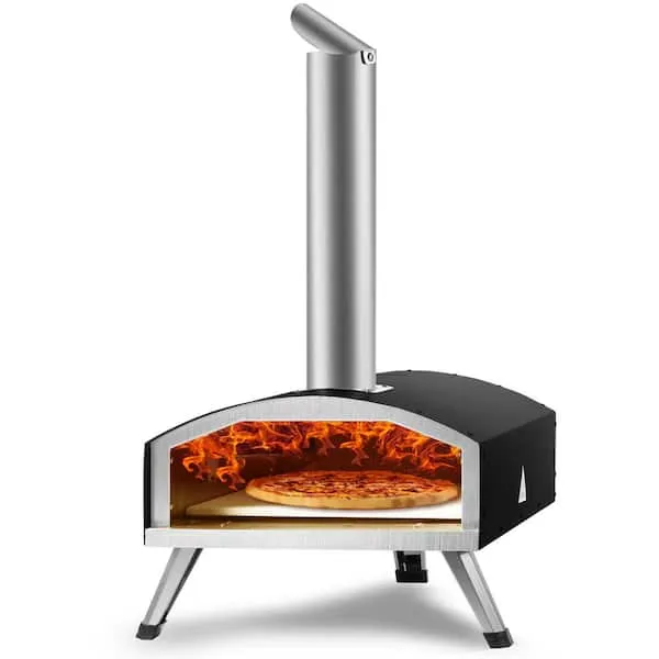 VEVOR 12" Outdoor Pizza Oven Portable Wood Pellet Pizza Oven Stainless Steel BBQ