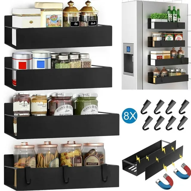 4 Pack Moveable Fridge Magnetic Spice Racks