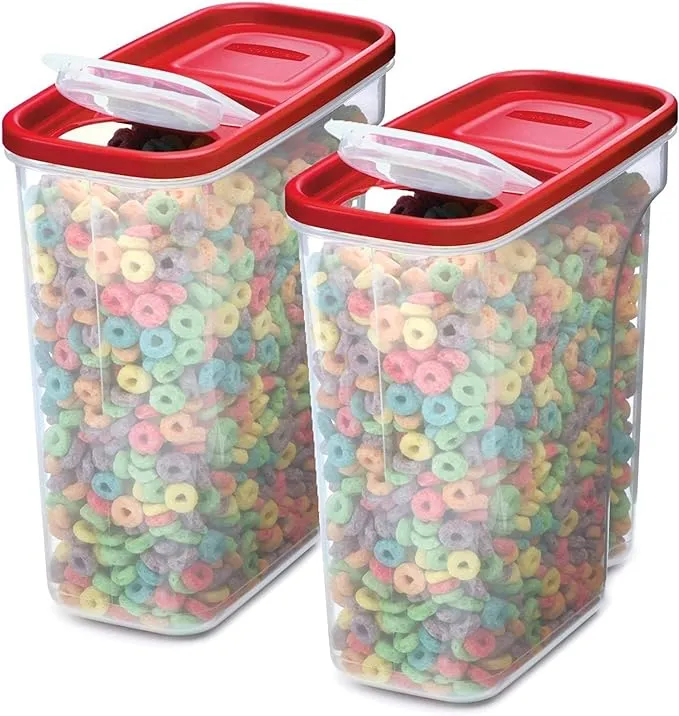 Rubbermaid Premium Modular Food Lids, Cereal Keeper, 2-Pack, 18-Cup Stacking, Space Saving Plastic Storage Containers, Clear