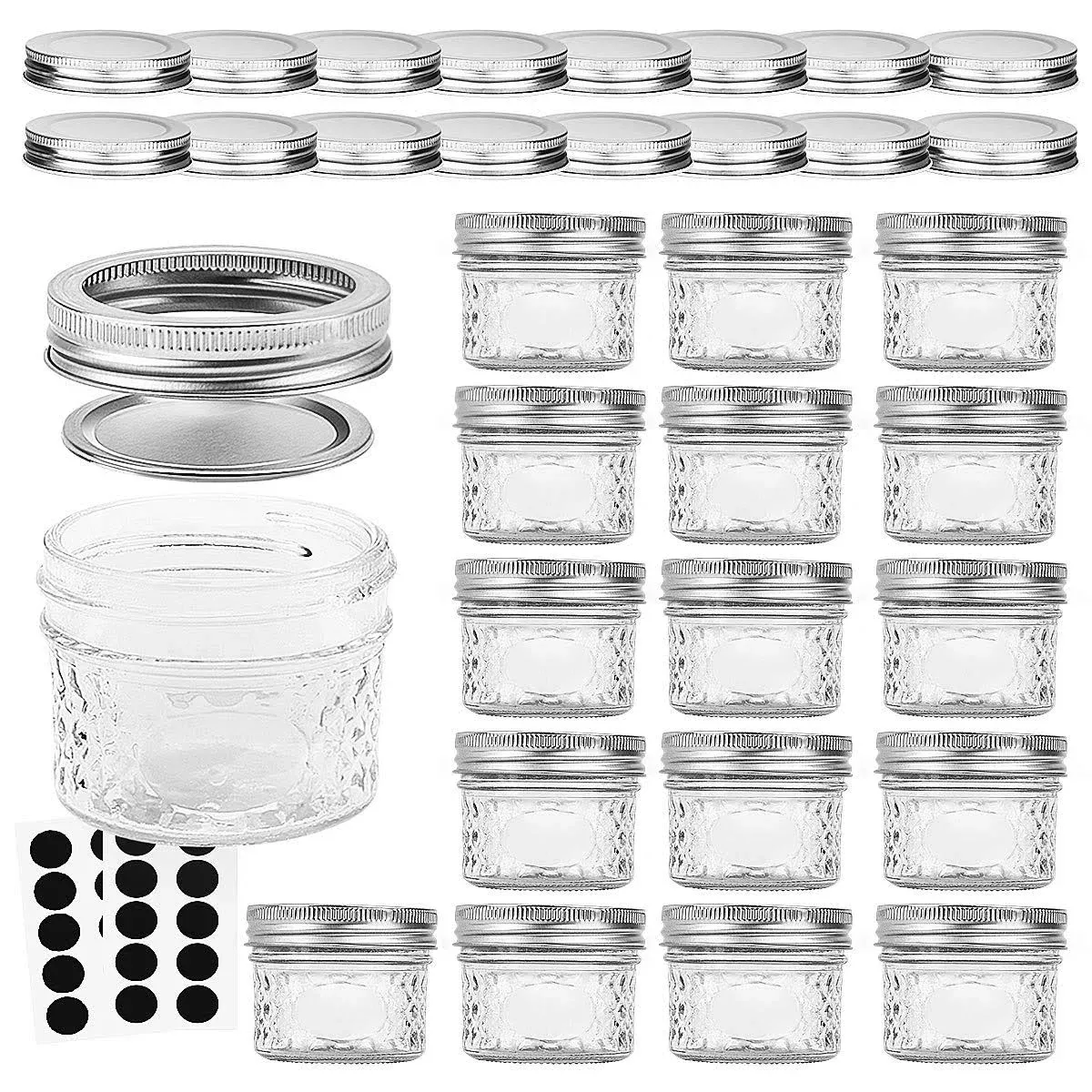 Verones Mason Jars Canning Jars, 4 oz Jelly Jars with Regular Lids and Bands ...