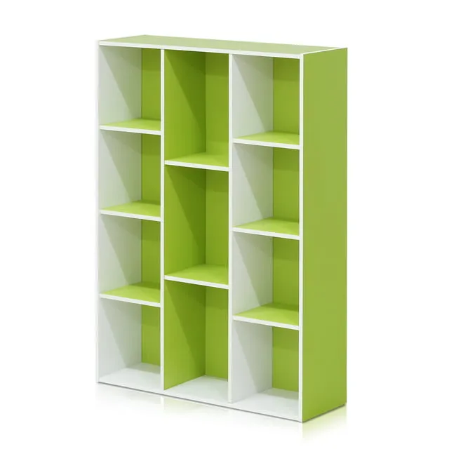 FURINNO 11107WH-GR 7 Reversible, 11-Cube, White Green