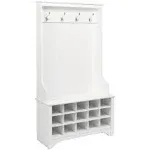 Prepac Hall Tree with Shoe Storage, White