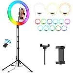 Weilisi 12'' Ring Light with Stand 72'' Tall & 2 Phone Holders,38 Color Modes Selfie LED Ring Light with Tripod Stand for iPhone/Android,Big Ring