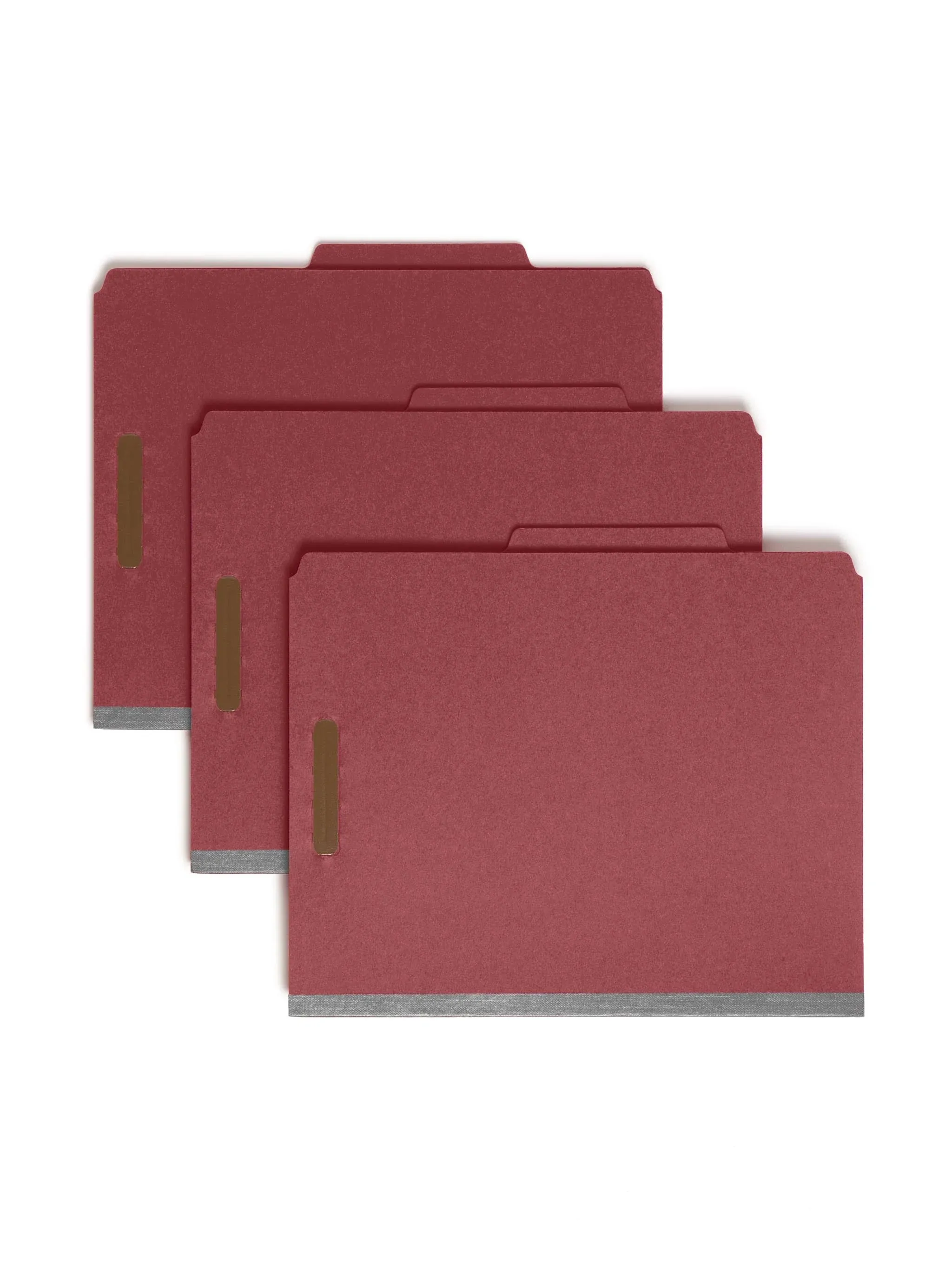 Smead - 100% Recycled Pressboard Classification Folders, 2 Dividers, Letter size, Bright Red, 10/Box