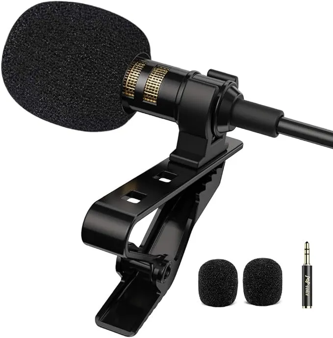 Pop Voice Professional Lavalier Lapel Microphone Omnidirectional Condenser Mic for iPhone Android Smartphone,Recording Mic for Youtube,Interview