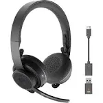 Logitech Zone 900 On-Ear Wireless Bluetooth Headset with advanced noise-canceling microphone, connect up to 6 wireless devices with one receiver, quick access to ANC and Bluetooth - Stereo - USB Type A - Wireless - Bluetooth - 98.4 ft - 30 Hz - 13 kHz - O