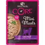 Wellness Core Natural Grain Free Small Breed Mini Meals Wet Dog Food Shredded Chicken & Lamb Entrée in Gravy, 3-Ounce Pouch (Pack of 12)