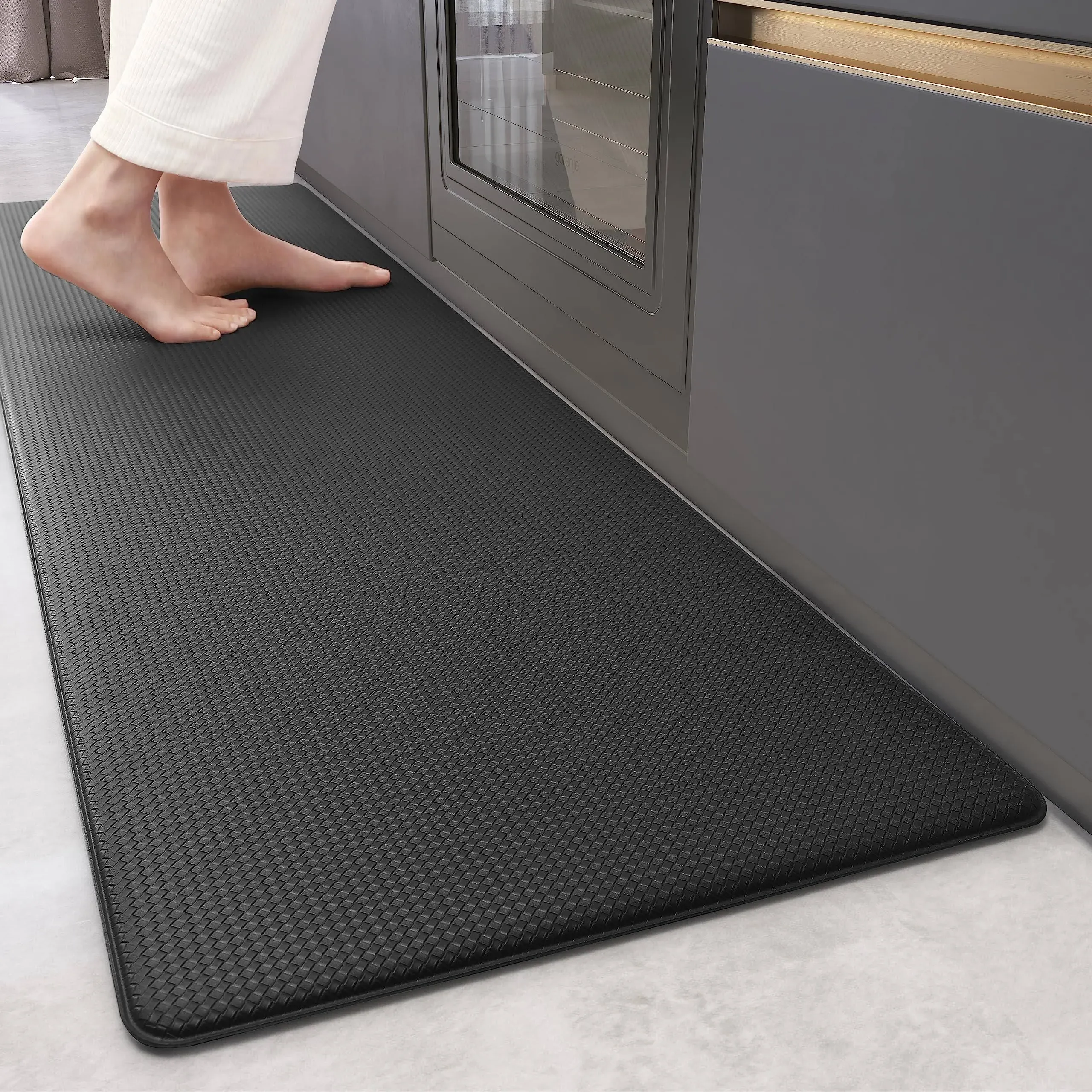 KITCHEN MAT Anti Fatigue Cushioned Non Skid Standing Runner Rug Black COLOR G