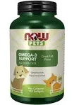 Now Pets Omega-3 Support for Dogs-Cats 180 Softgels