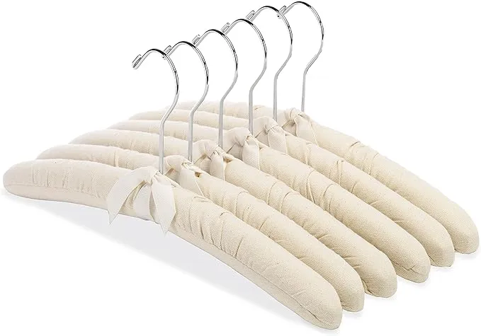 Whitmor Padded Hangers-Canvas-Set of 6, Length: 16" Width: 15" Height: 2", As Shown in The Picture, 6 Count