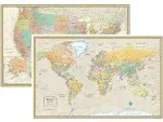 RMC Classic United States USA and World Wall Map Set (Laminated)