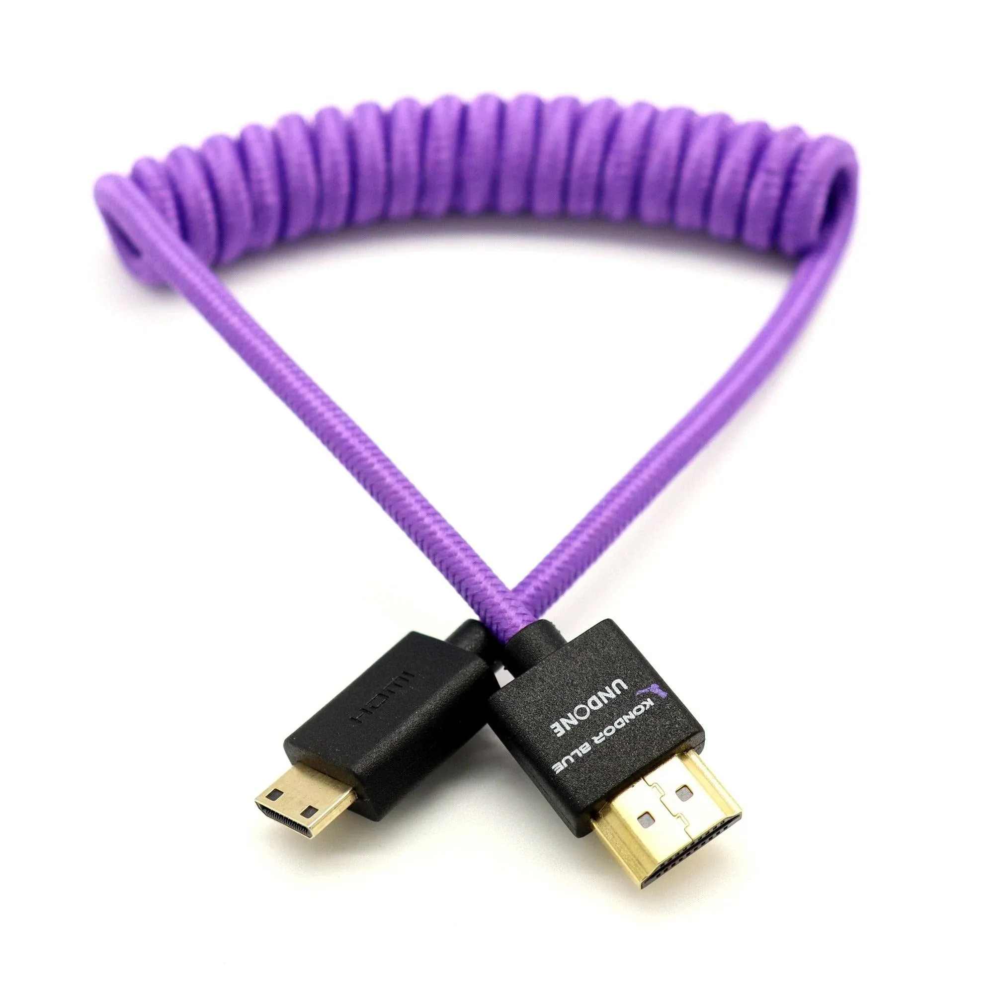 Kondor Blue Gerald Undone MK2 Mini HDMI to Full HDMI Cable 12"-24" Coiled (Purple)