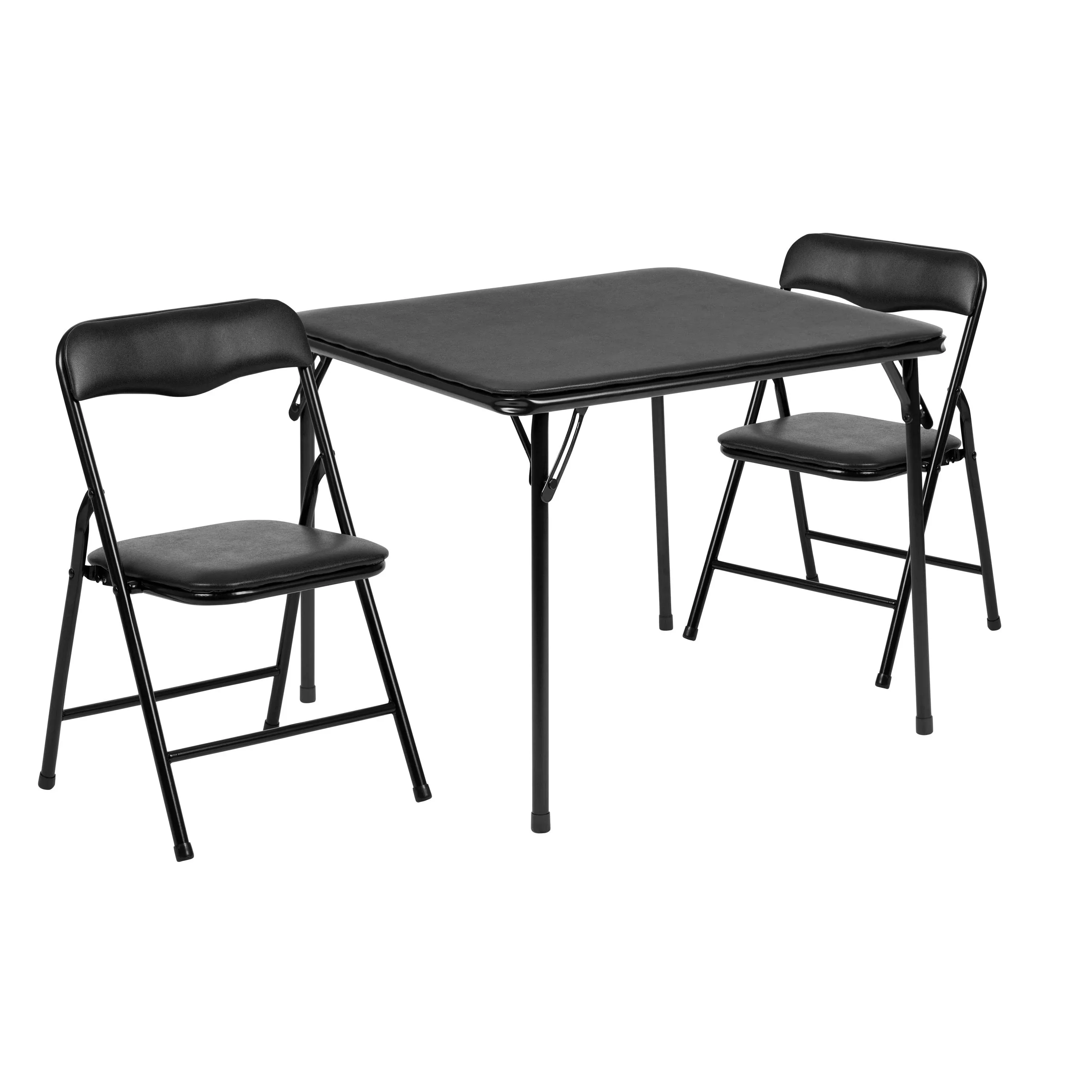 Flash Furniture Kids Black 3 Piece Folding Table and Chair Set