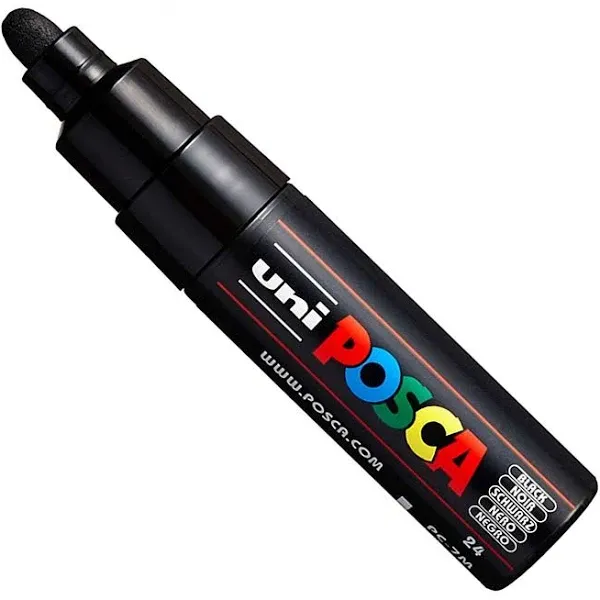 Posca PC-7M Paint Marker Art Pens - Large Bullet Nib 4.5-5.5mm - 15 Colours - New for 2017 - Black