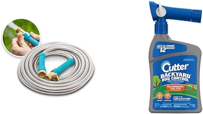 Aqua Joe AJSGH75-MAX Heavy-Duty Puncture Proof Kink-Free Garden Hose, 75-Foot, 1/2-Inch, w/Brass Fitting & On/Off Valve, Spiral Constructed 304-Stainless Steel Metal