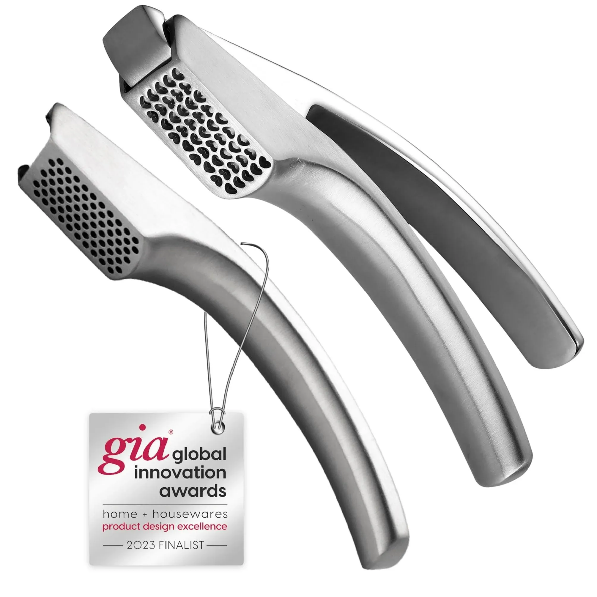 Garlic Press Stainless Steel with Two Detachable Handles for Fine & Coarse Garlic