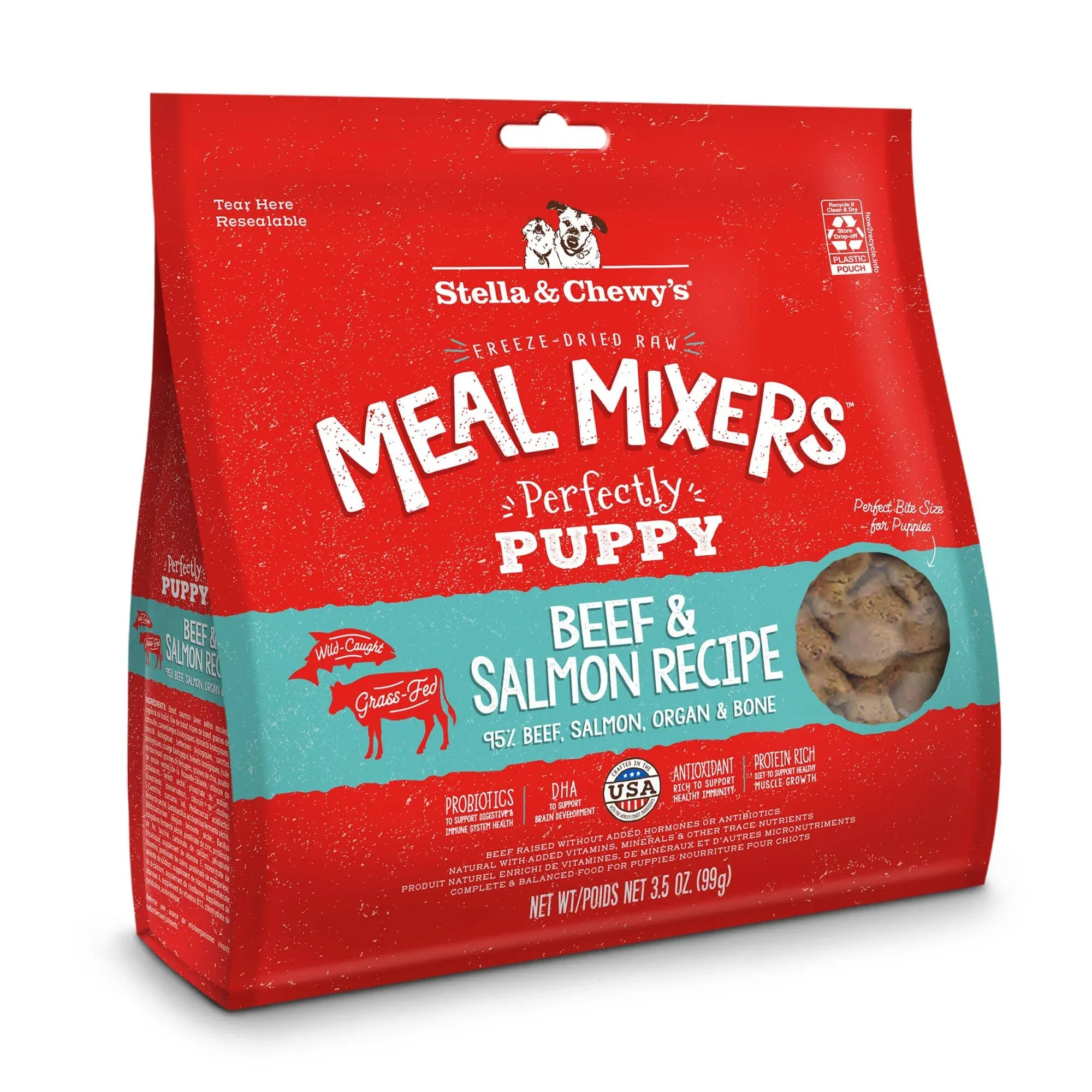 Stella & Chewy’s Freeze Dried Raw Meal Mixers – Crafted for Puppies – Grain Free, Protein Rich Perfectly Puppy Beef & Salmon Recipe – 3.5 oz Bag