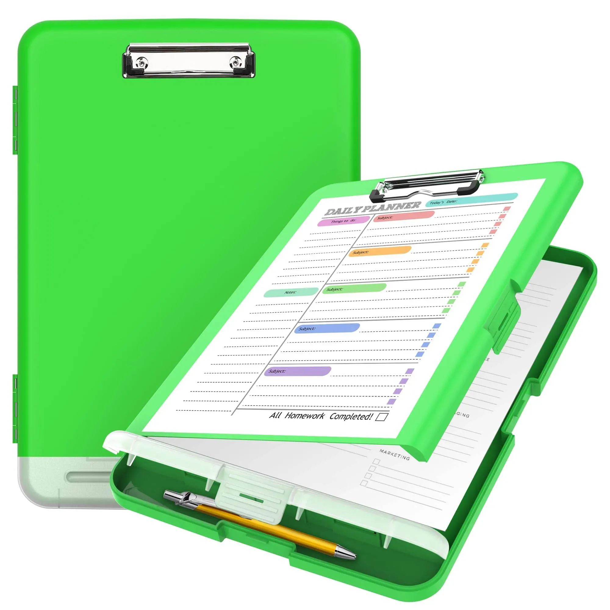  Clipboard with Storage, High Capacity Nursing Clipboards with Pen A - Green