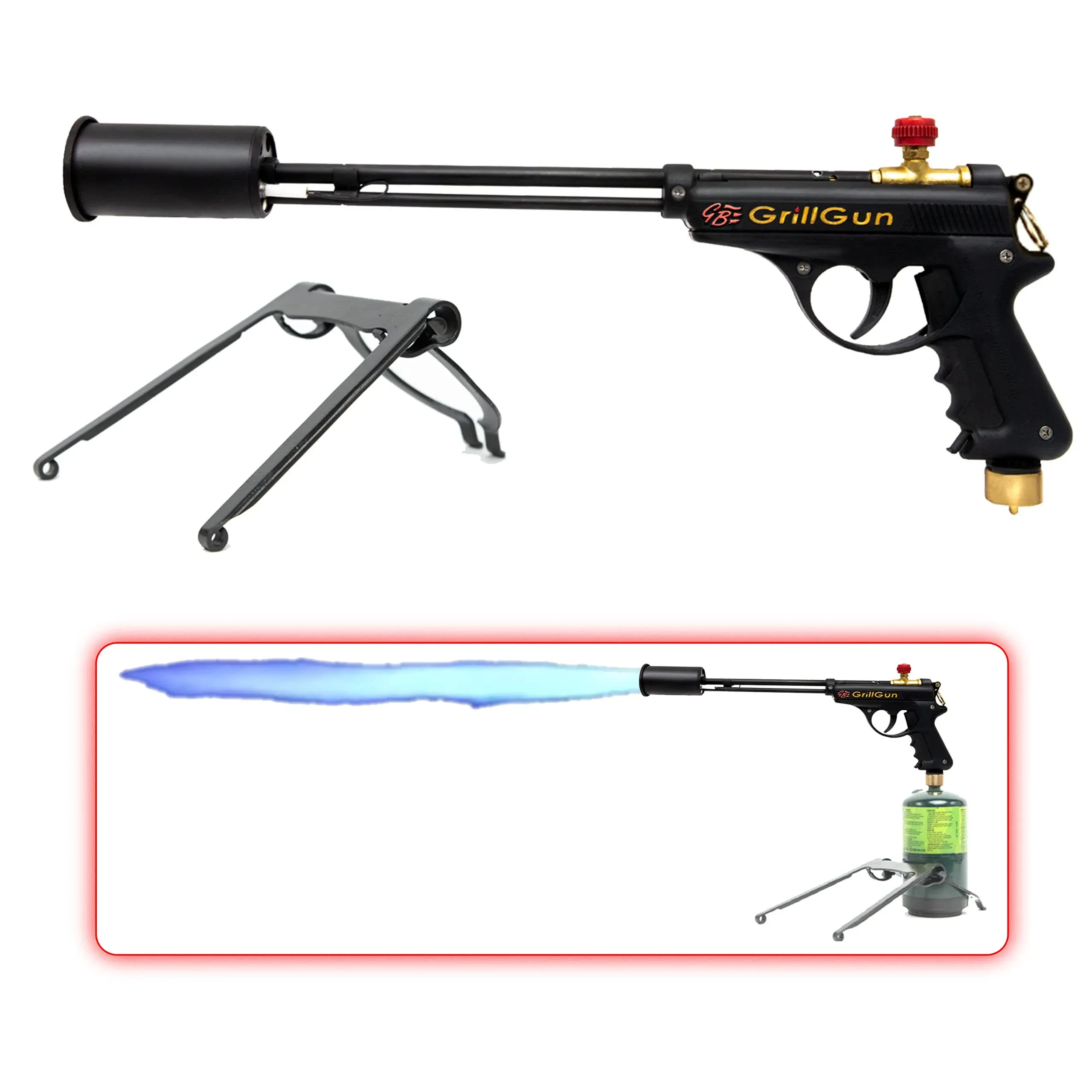 GrillBlazer GrillGun Handheld Blowtorch Charcoal Starter w/ Stand and Hose