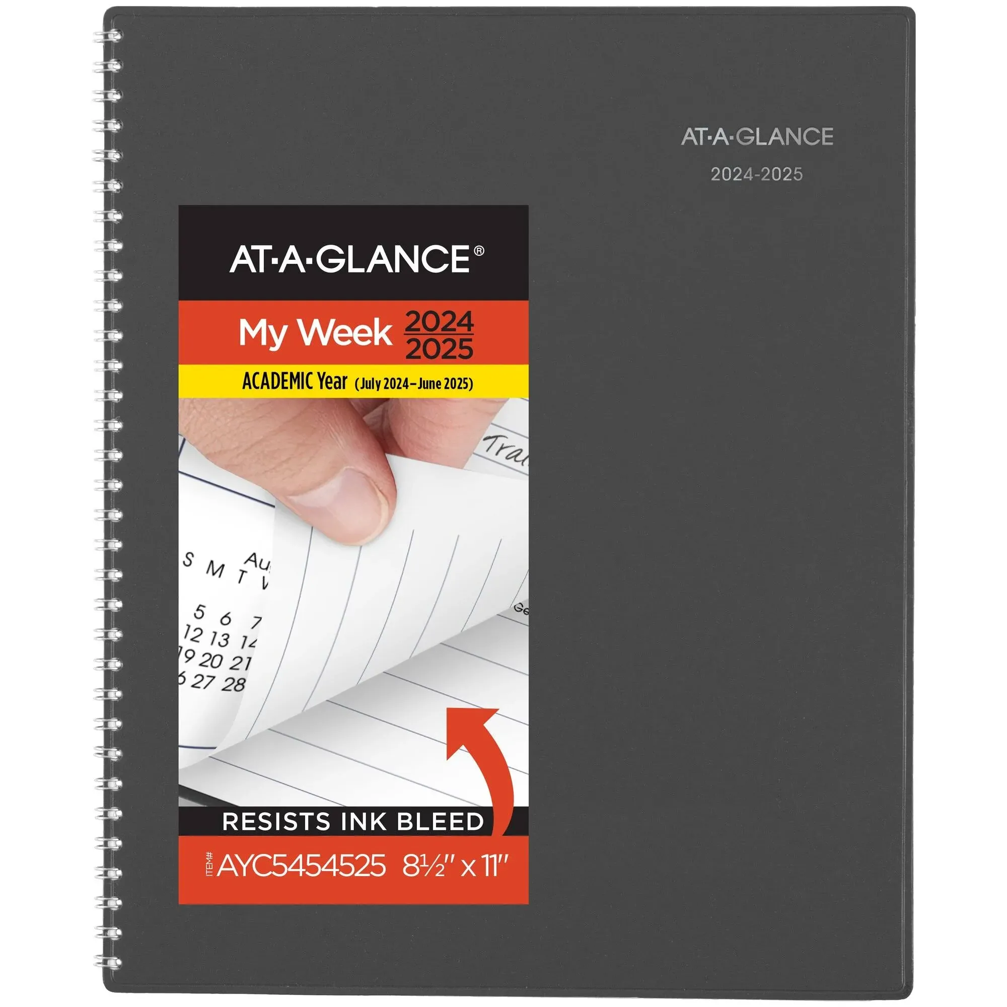 AT-A-GLANCE DayMinder Academic 2024-2025 Weekly Monthly Planner Charcoal Large 8