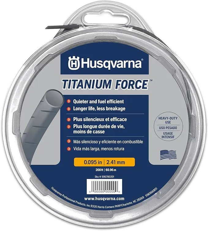 Husqvarna 639005102 string trimmer line .095-Inch 140ft spool Titanium Force, .095" x 140', Silver