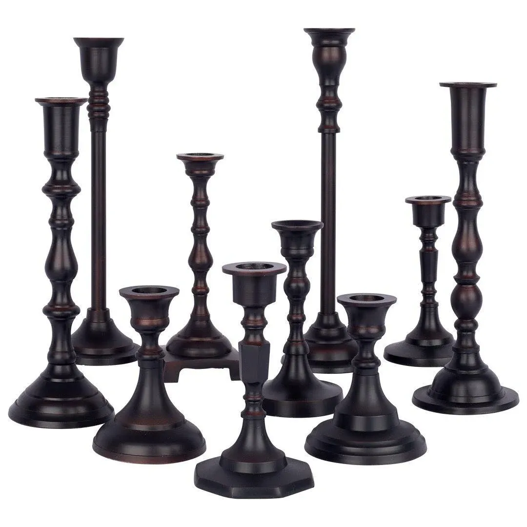 Mixed Taper Candle Holder Set, Set of 10, Bronze | Koyal Wholesale