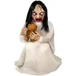 Haunted Hill Farm 42 in. Motion-Activated Lunging Lily The Demonic Zombie Girl by Tekky, Premium Talking Halloween Animatronic