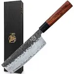 MITSUMOTO SAKARI 7 inch Japanese Nakiri Chef Knife, High Carbon Stainless Steel Vegetable Kitchen Knife