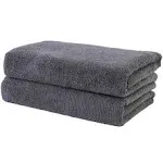 POLYTE Professional Quick Dry Lint Free Microfiber Hair Drying Salon Towel, 20 x 40 in, 2 Pack (Dark Gray)