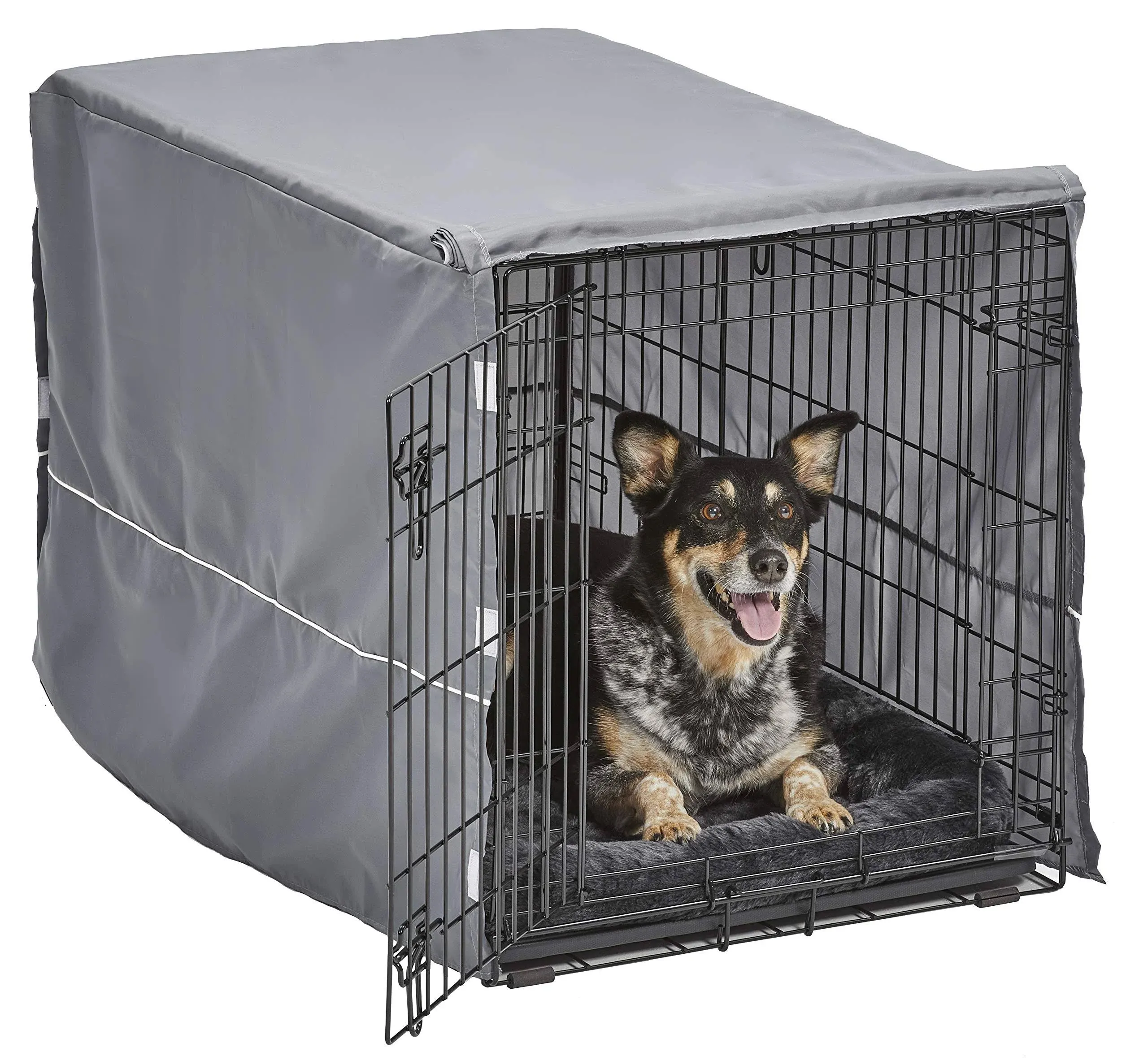 Midwest Homes for Pets Double Door Dog Crate Kit Includes One Two-Door Crate, Matching Gray Bed & Gray Crate Cover, 36-Inch Kit Ideal for Medium Dog