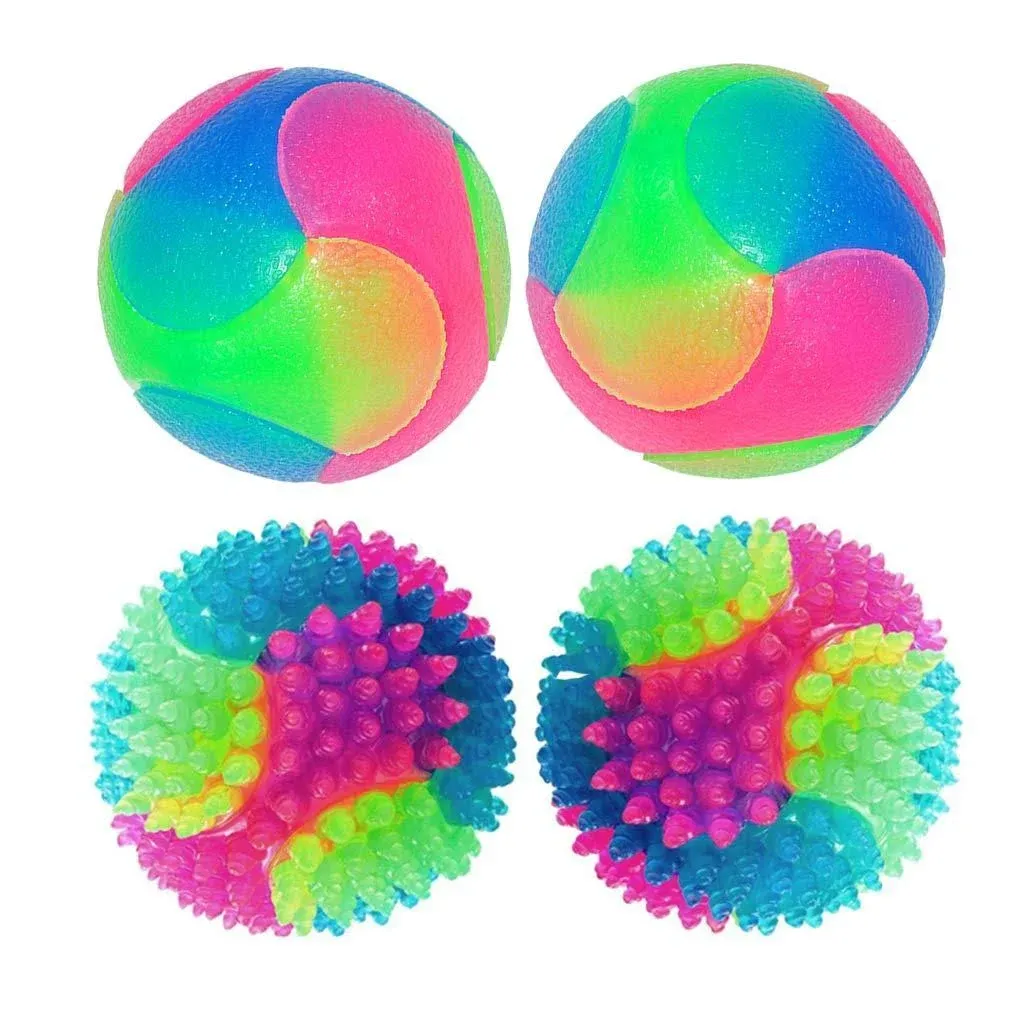 FineInno 4 Pcs Light Up Dog Balls Flashing Elastic Ball Glow BallGlow in The Dark ...