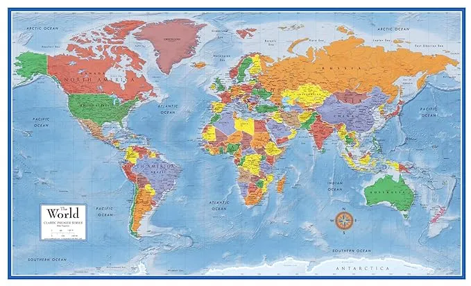 24x36 World Classic Premier Wall Map Poster (Laminated)