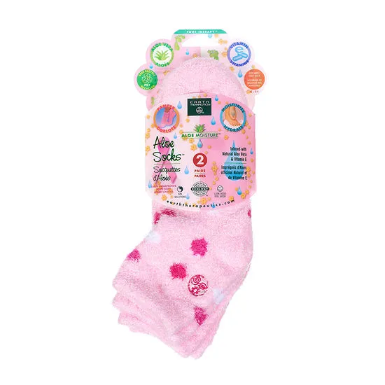 Earth Therapeutics Womens 2-Pk. Dotted Aloe Socks Pink One Size