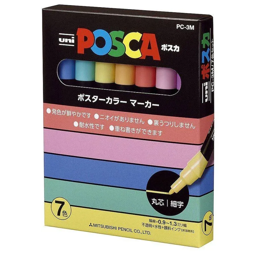 Mitsubishi Pencil Posca Fine Point Paint Marker Pen Set of 7