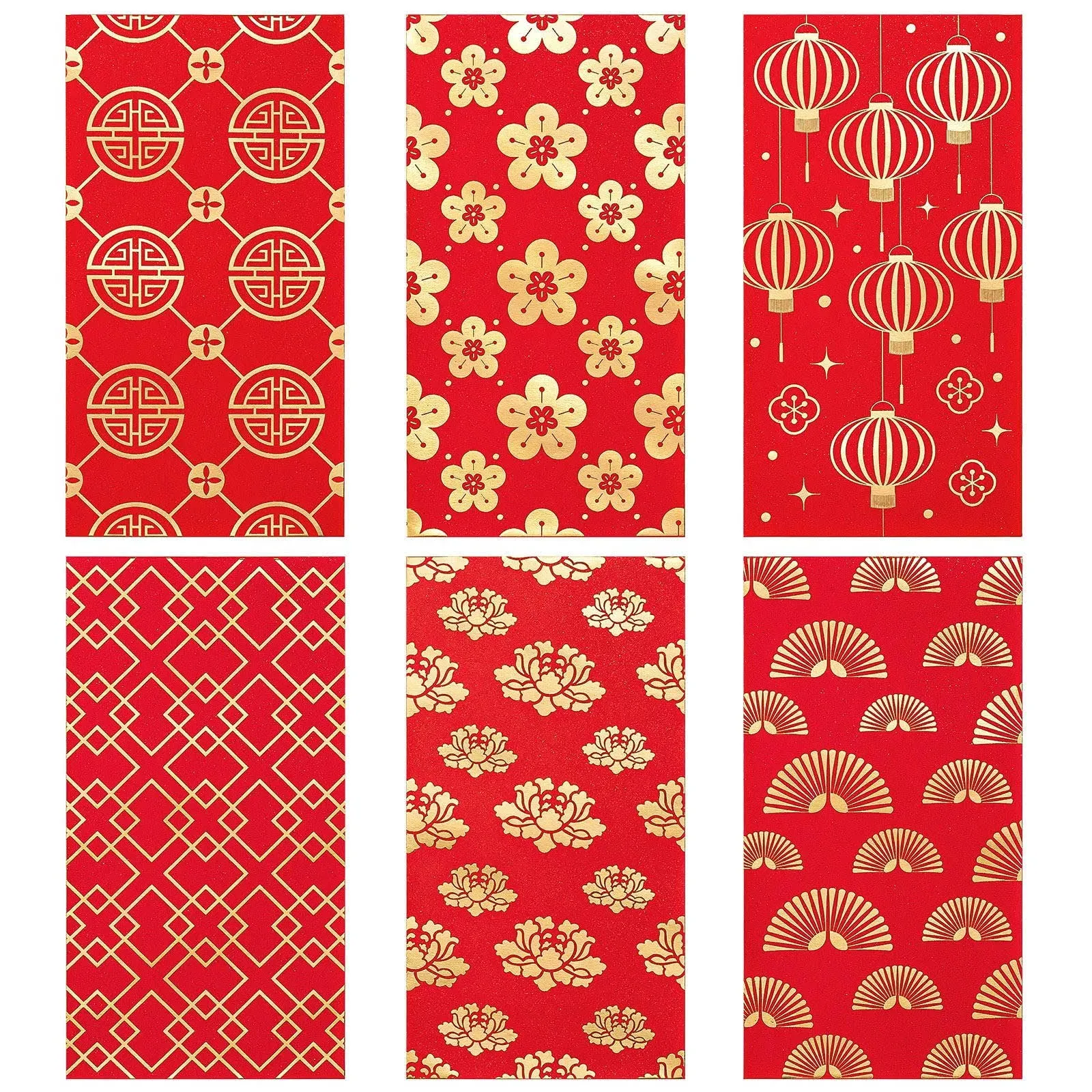 Whaline 48 Pack Chinese New Year Red Envelopes 6 Design Red Gold Hong Bao 2022 ...