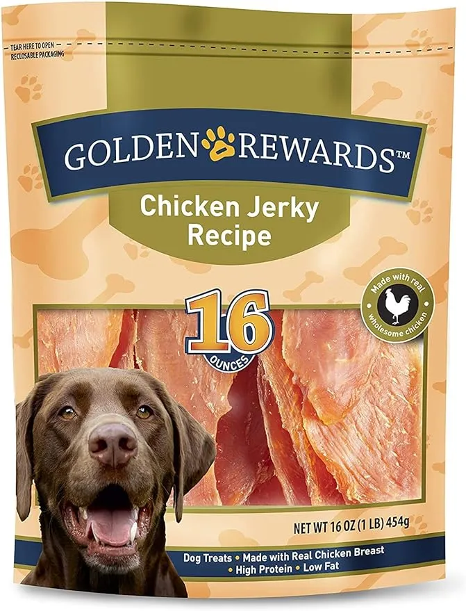 Golden Rewards Dog Treats, Chicken Jerky - 16 oz pouch