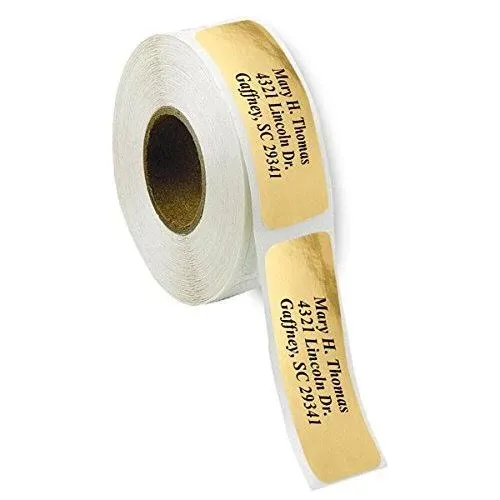 Gold Foil Personalized Return Address Labels Without Dispenser - Roll of 500 ...