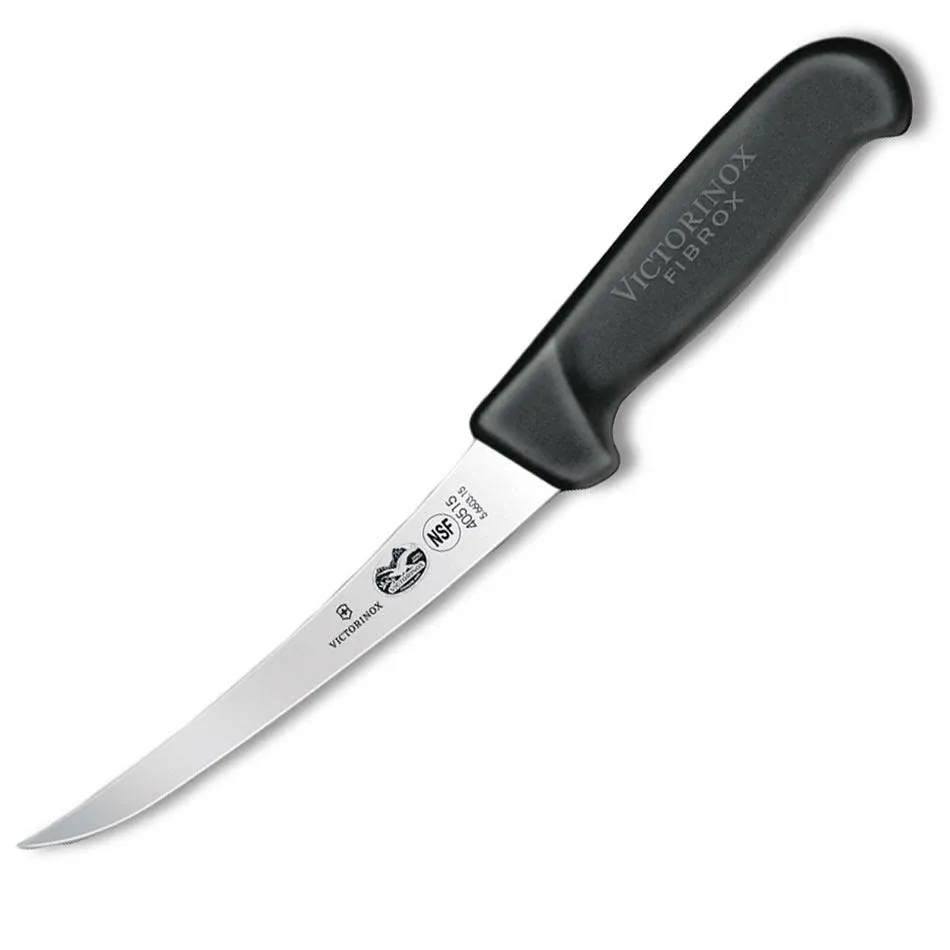 Victorinox 5.6603.15 6" Semi-Stiff Curved Bone Black Handle Knife