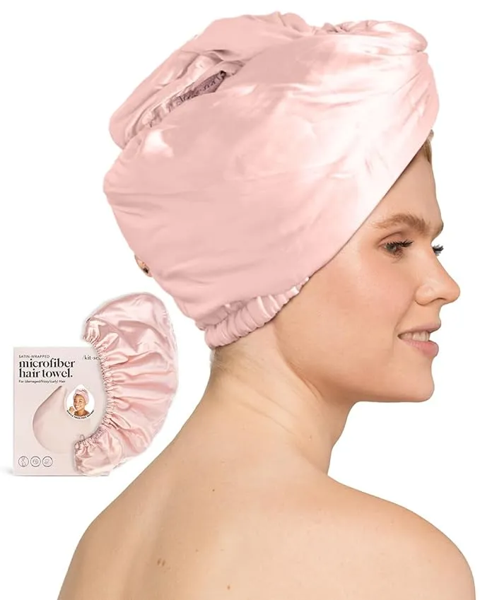 Kitsch Satin-Wrapped Microfiber Hair Towel - Blush