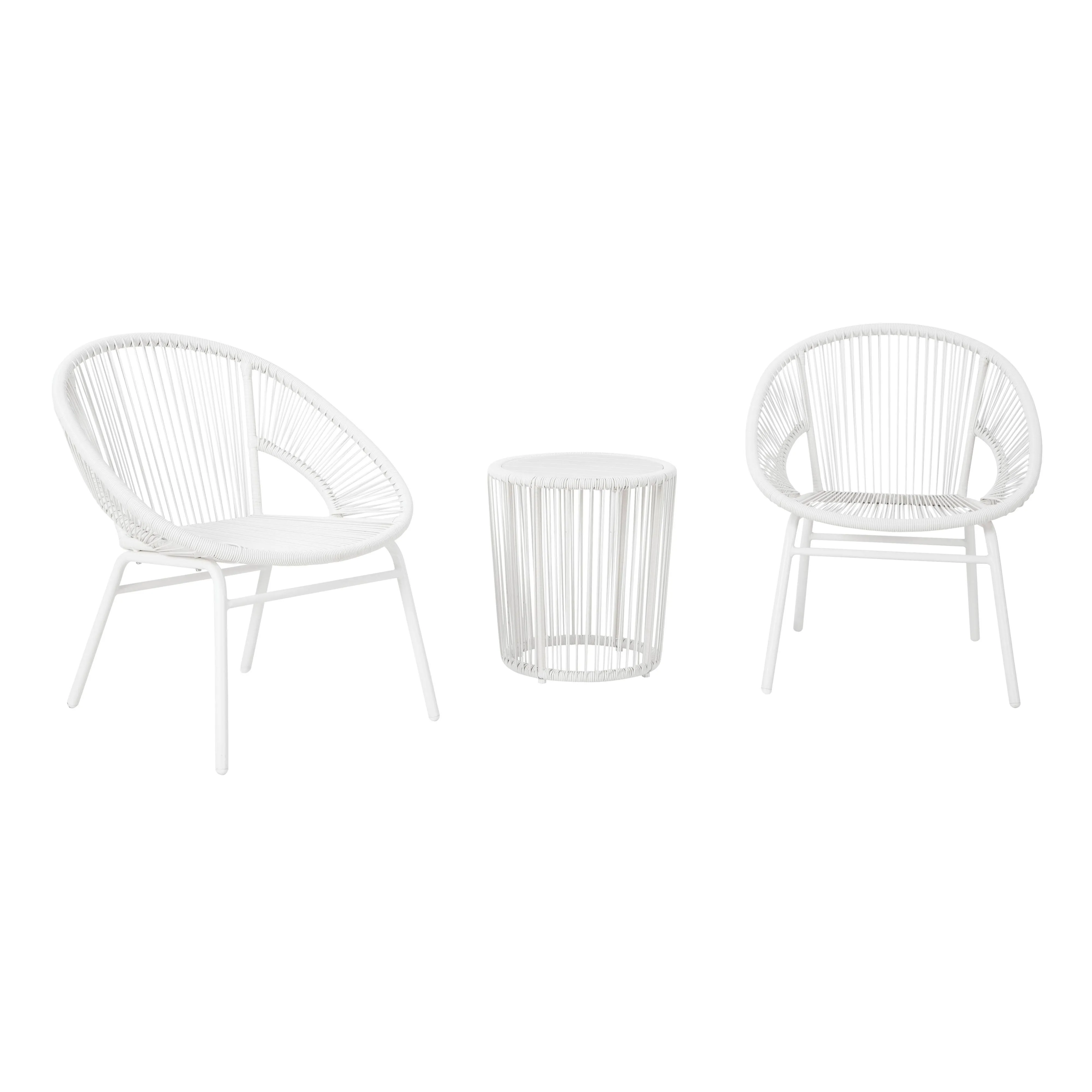 Mandarin White Cape Outdoor Table And Chairs (Set Of 3)