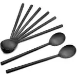 Soup Spoon,Korean Spoons, 8 Pieces Stainless Steel Asian Soup Spoon,8.5 Inch Soup Spoons,Long Handle Korean Spoon,Dinner Spoons Ramen Spoon for Home Kitchen or Restaurant (Black)