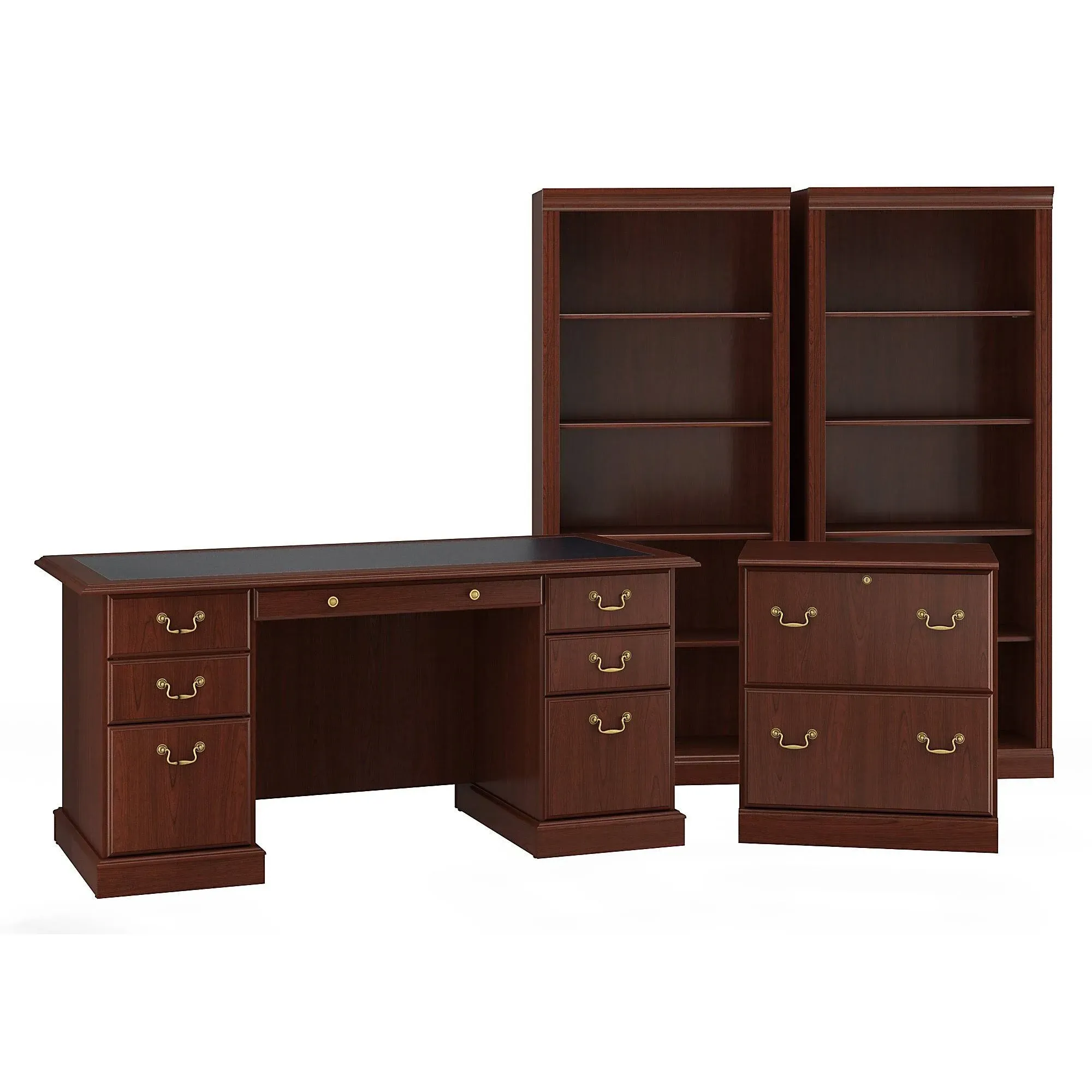 Bush Furniture Saratoga Executive Desk Office Suite in Harvest Cherry - Transitional - Desks And Hutches - by Homesquare | Houzz